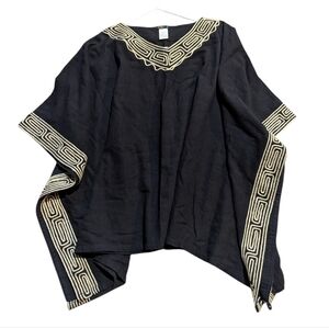 Novica Cotton Poncho Shrug Black OS Classic